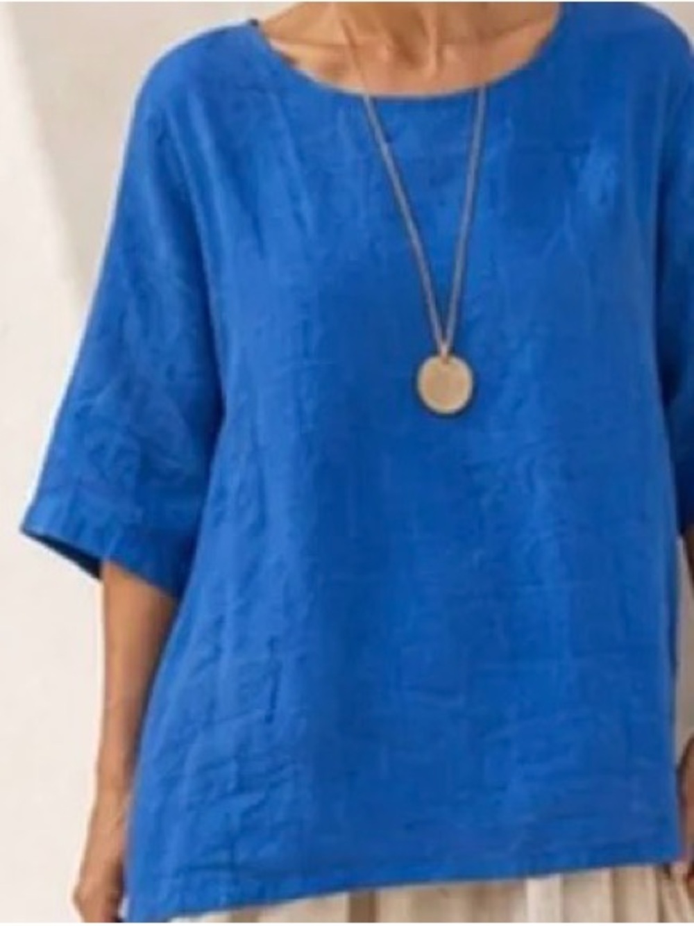 Bryn Walker Cobalt Royal Relaxed Blue 100% Linen Boatneck Oversized Top USA Made - Picture 5 of 14